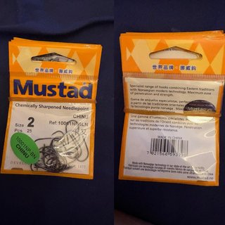 Anzuelos Mustad Tamaño 2 (25 uds) 9 paquetes