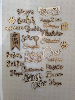 Lote Adornos Madera Scrapbooking