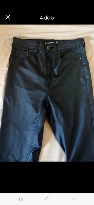 Pantalones polipiel negros talla 36