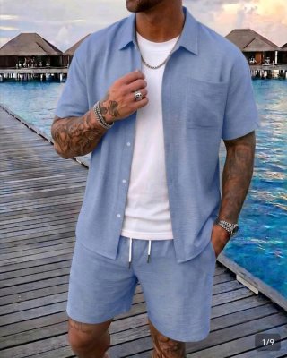 Conjunto Camisa y Pantalón Corto Azul