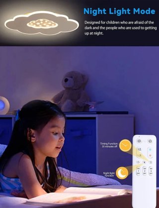 Lámpara LED infantil nube con estrellas