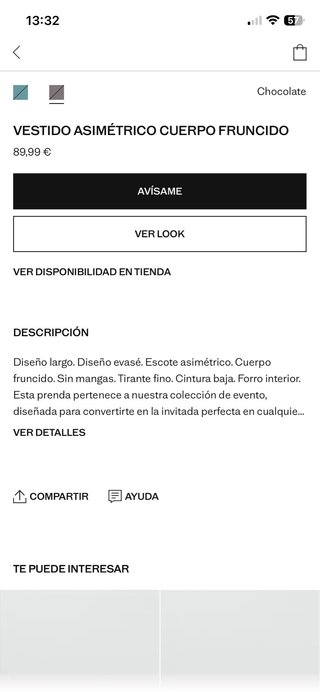 Vestido Midi Asimétrico Talla M