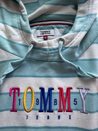 Sudadera Tommy Jeans Rayas Vintage Azul Blanco