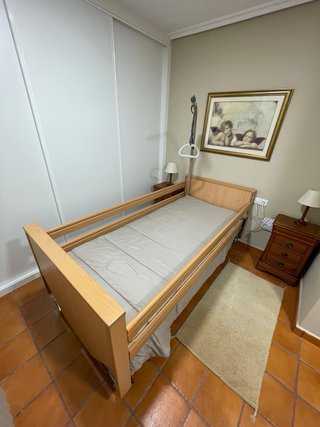 Cama geriátrica articulada con barandillas