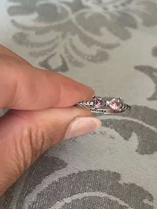 Anillo Pandora Corazón Rosa Plata