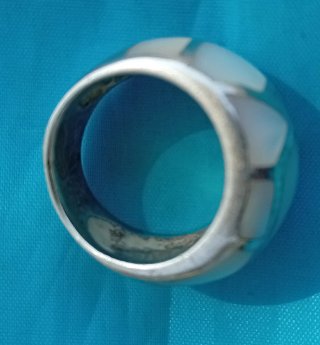 Anillo Plata y Nácar Geométrico