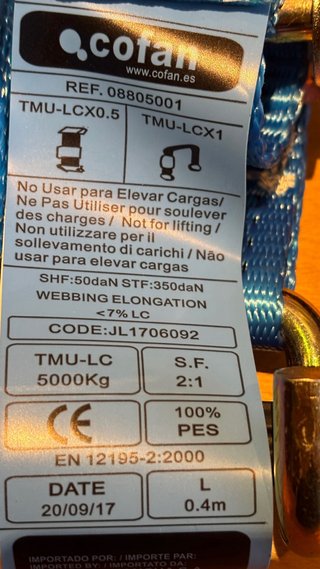 Cinta trincaje carraca 5000kg Cofan nueva