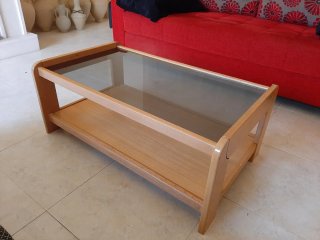 Mesa de centro madera y cristal VENTA POR TRASLADO