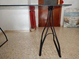 Mesa comedor/escritorio cristal y forja.