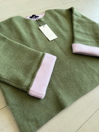 Jersey Zara combinado verde y rosa T/M