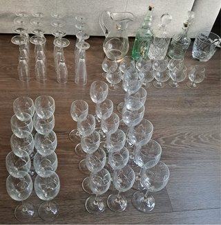 Cristalería Vintage Tallada Completa
