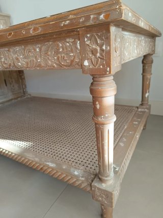 Mesa de centro madera ratan