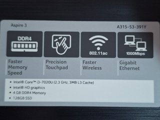 Portátil Acer Aspire A315-53 + Cargador