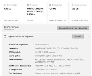 Portátil Acer Aspire A315-53 + Cargador