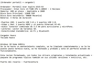 Portátil Acer Aspire A315-53 + Cargador