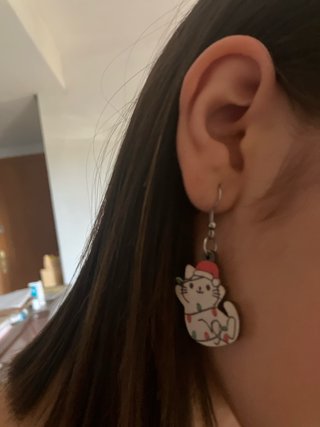 Pendientes Gato Navideños Madera