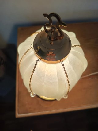 Lámpara Vintage Cristal y Latón Dorado