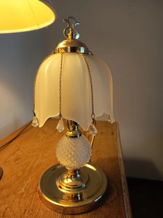 Lámpara Vintage Cristal y Latón Dorado