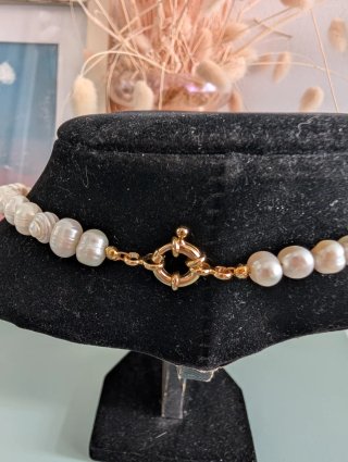 Collar Perlas Cultivadas Agua Dulce Cierre Dorado