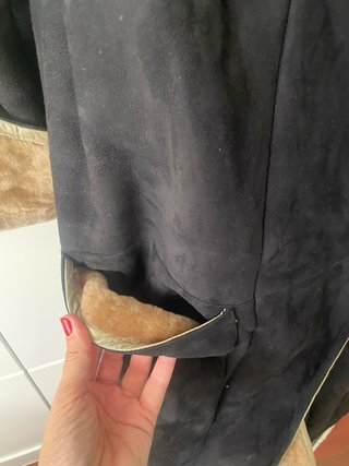 Abrigo piel vuelta negro y marrón