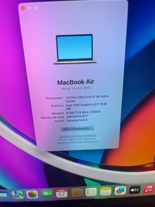 MacBook Air i5 8GB RAM Plata