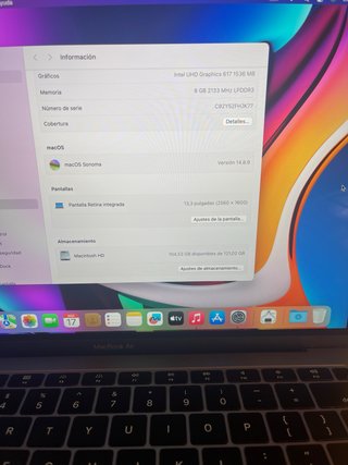 MacBook Air i5 8GB RAM Plata