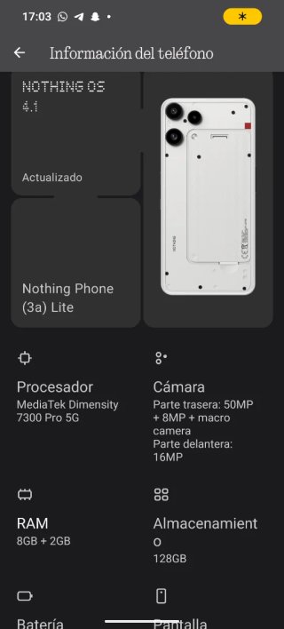 Nothing Phone (3a) Lite 128GB Blanco