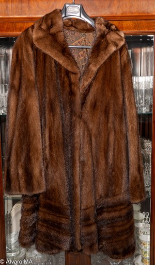 Cappotto in pelo naturale marrone taglia unica