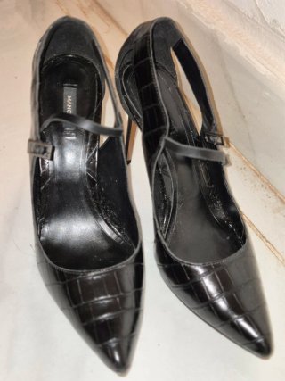 Zapatos Mango Talla 40 Negro Cocodrilo