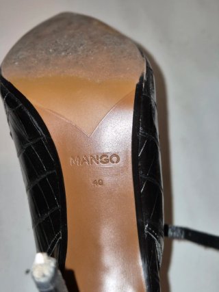 Zapatos Mango Talla 40 Negro Cocodrilo