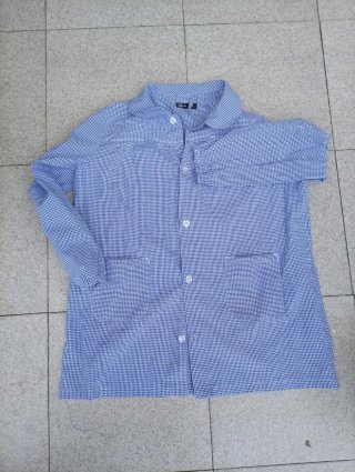 Babi escolar cuadros azul talla 7-8