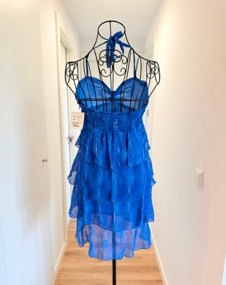 Vestido azul volantes Talla 42