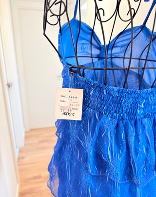 Vestido azul volantes Talla 42