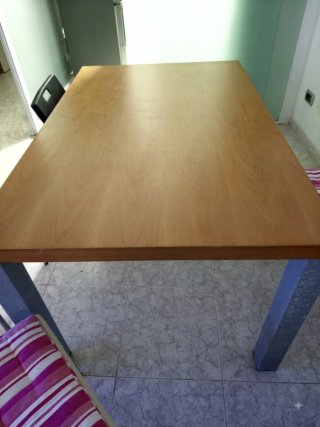 Mesa de comedor madera y metal 6 personas