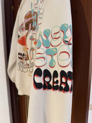 Sudadera Bershka Beige Multicolor Estampado Setas