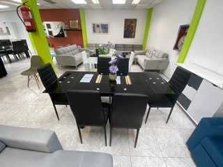 REBAJA HOY mesa negra + 6 sillas