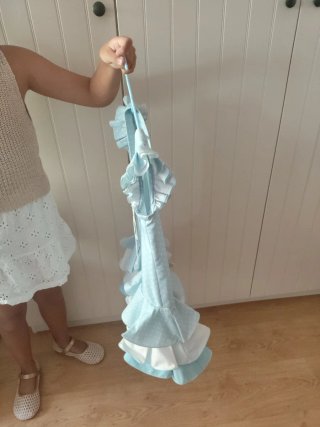 Traje de flamenca niña azul y blanco