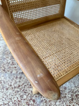 Butaca madera y ratán natural