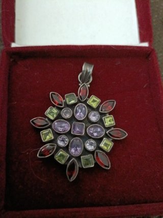 Colgante Plata con Piedras preciosas