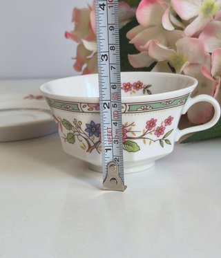 Taza y platillo de porcelana con flores