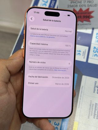 IPHONE 17 PRO NARANJA 256GB SALUD 100%