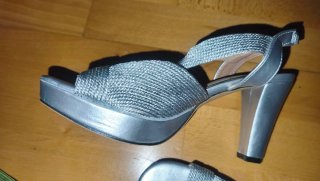 Sandalias de fiesta plateadas para mujer