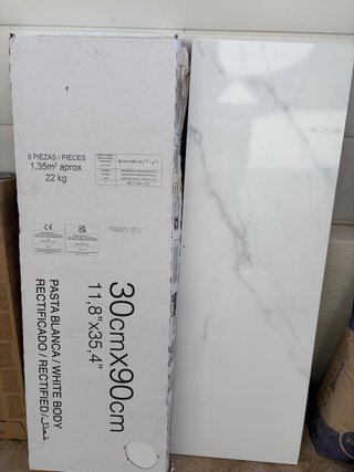 7 Baldosas Mármol Blanco 30x90cm Rectificadas
