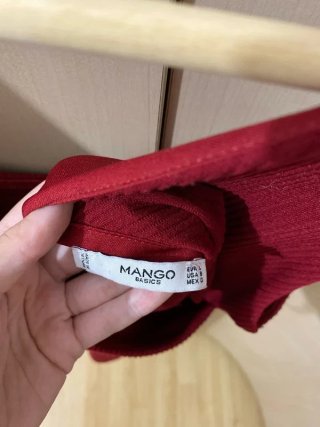 Vestido Granate Espalda Cruzada Mango - Talla L