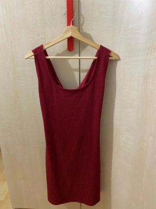 Vestido Granate Espalda Cruzada Mango - Talla L