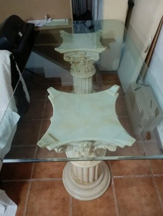Mesa de centro cristal y base de columna