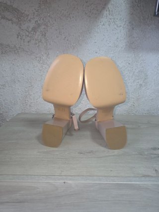 Sandalias plataforma tacón rosa italianas