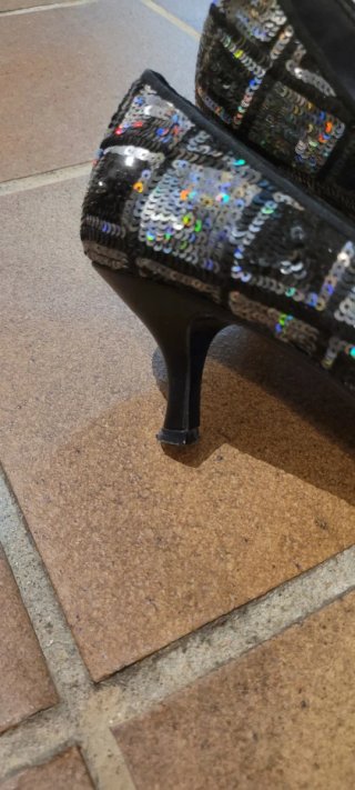 Zapatos Rebeca Sanver T 38 lentejuelas negro/plata