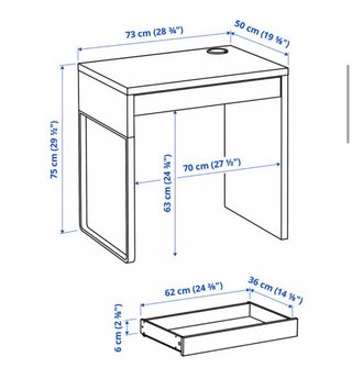 Escritorio MICKE Ikea 73x50cm Blanco