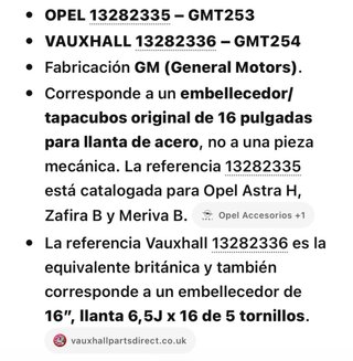 Tapacubos Opel 16” Originales (4 unidades)